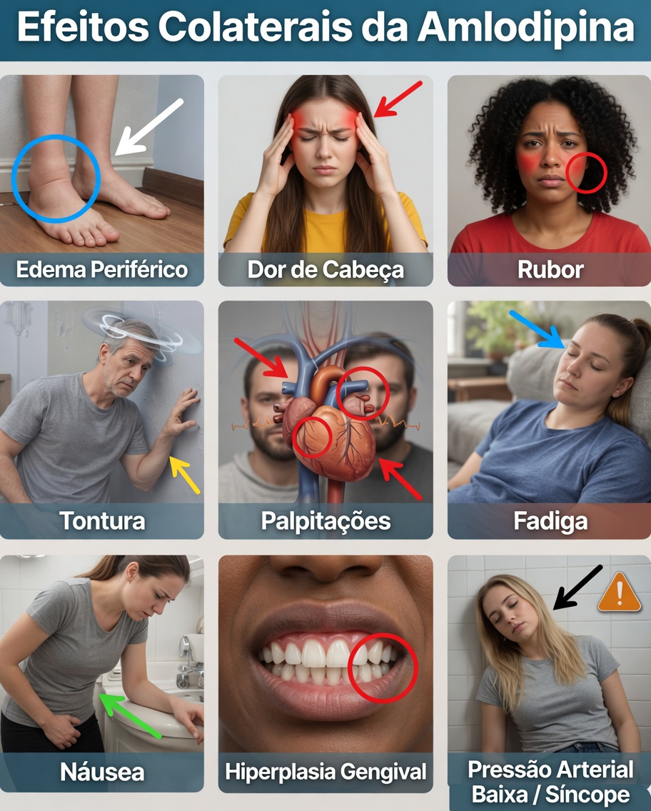 Os 12 efeitos colaterais mais comuns da amlodipina que todo paciente precisa conhecer