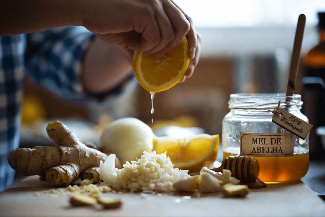 Você já experimentou esta simples mistura de cozinha de gengibre ralado, cebola, alho, suco de limão e mel?