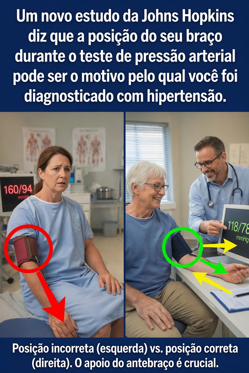 Um novo estudo da Johns Hopkins revela como a posição do seu braço durante a medição da pressão arterial pode afetar os números que você vê