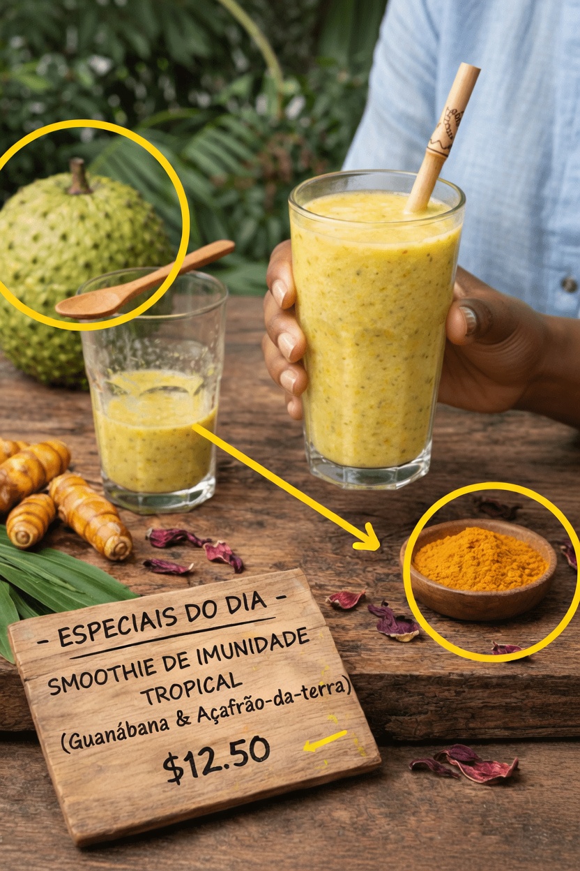 Como Fazer em Casa um Delicioso Smoothie Tropical para a Imunidade com Graviola e Cúrcuma Passo a Passo