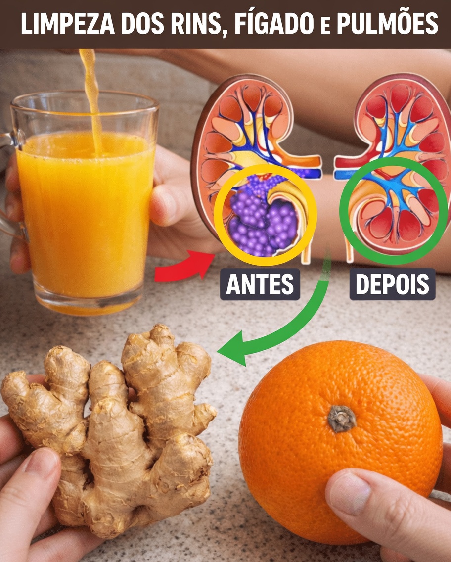 Receita simples de bebida diária de gengibre e laranja para apoiar naturalmente a saúde dos seus rins, fígado e pulmões
