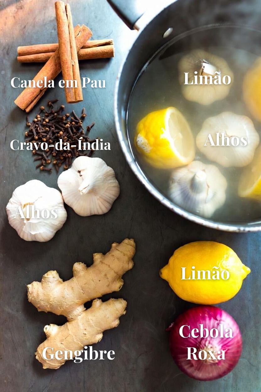 Infusão de Ervas Caseira Simples: Explorando Canela, Cravo, Alho, Gengibre, Limão e Cebola Juntos