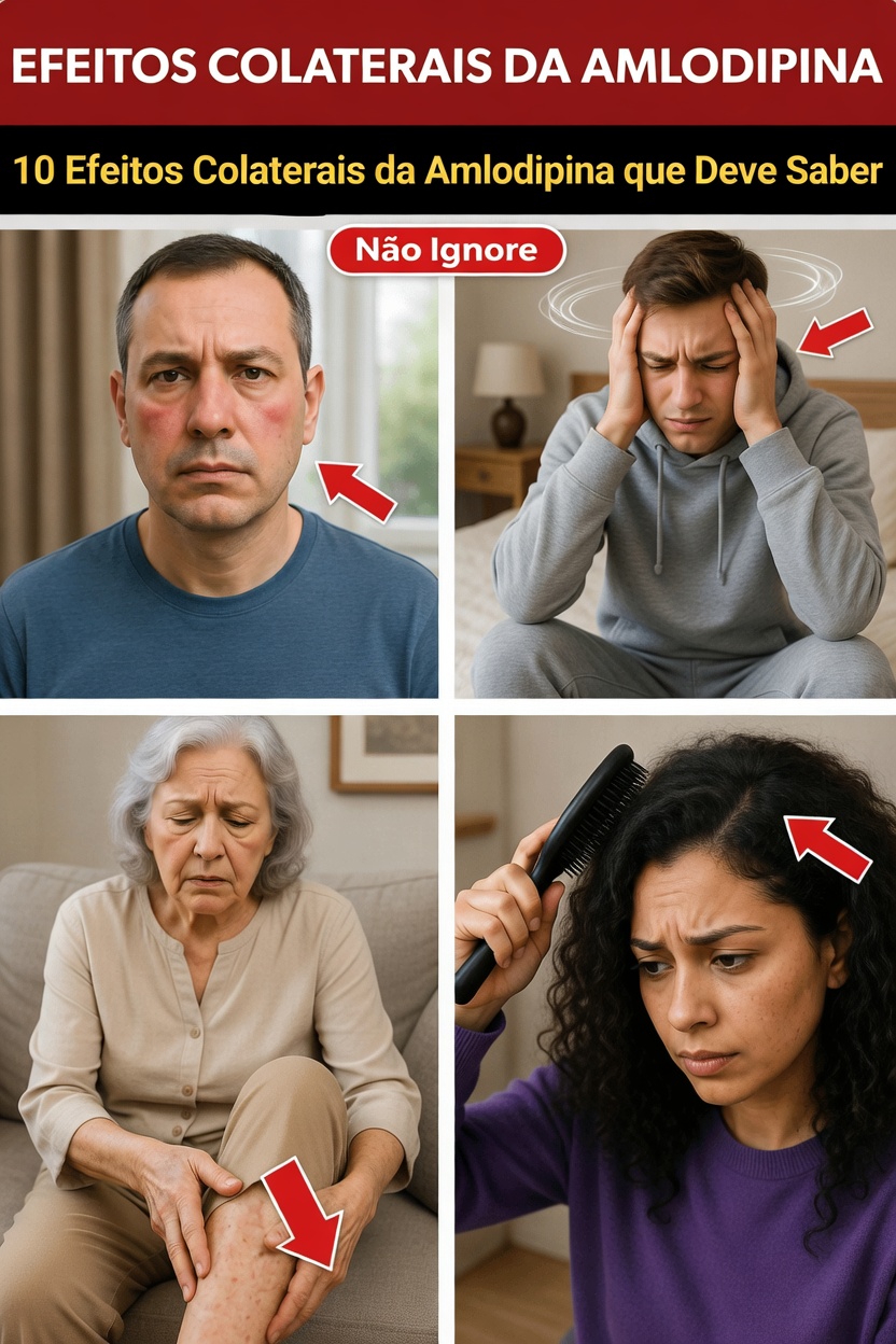 Quais são os 10 principais efeitos colaterais da amlodipina e como você pode controlá-los diariamente?