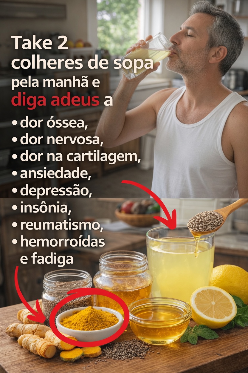 Um Hábito Simples pela Manhã: Explorando uma Bebida Refrescante com Cúrcuma, Limão, Mel e Sementes de Chia