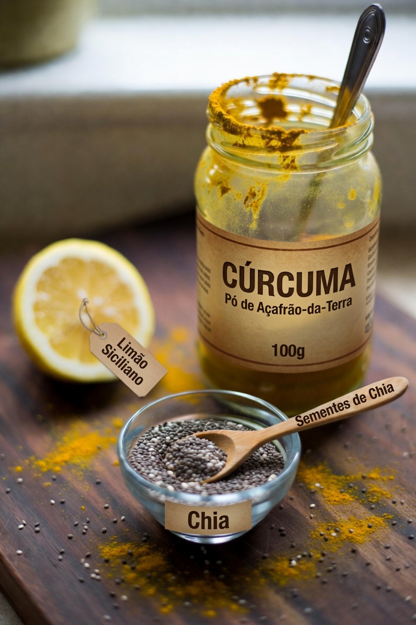 Um Hábito Simples pela Manhã: Explorando uma Bebida Refrescante com Cúrcuma, Limão, Mel e Sementes de Chia