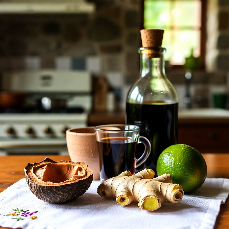 Desvende o Segredo Ancestral para uma Vitalidade Explosiva: Tônico de Noz-de-cola Amarga, Gengibre e Limão