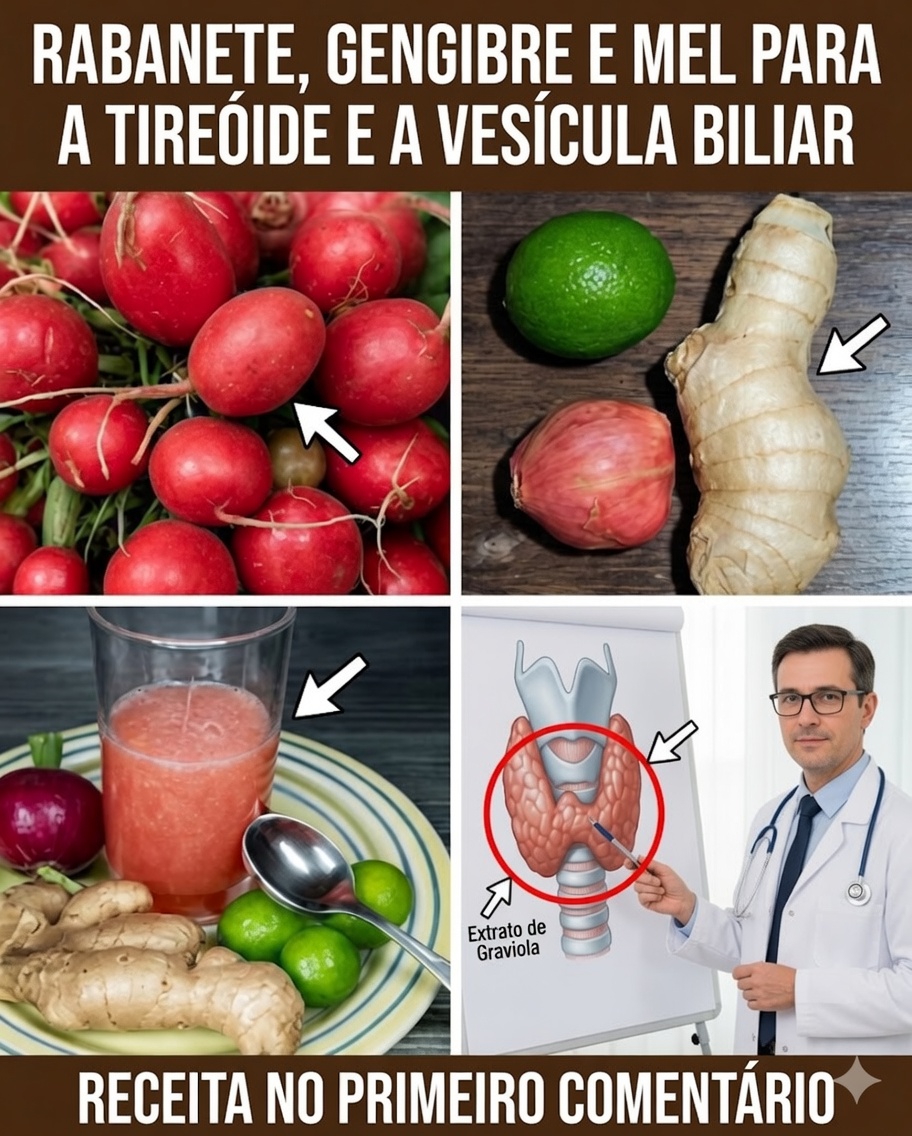 Rabanetes, gengibre e mel: o remédio natural para apoiar a tireoide e a vesícula biliar