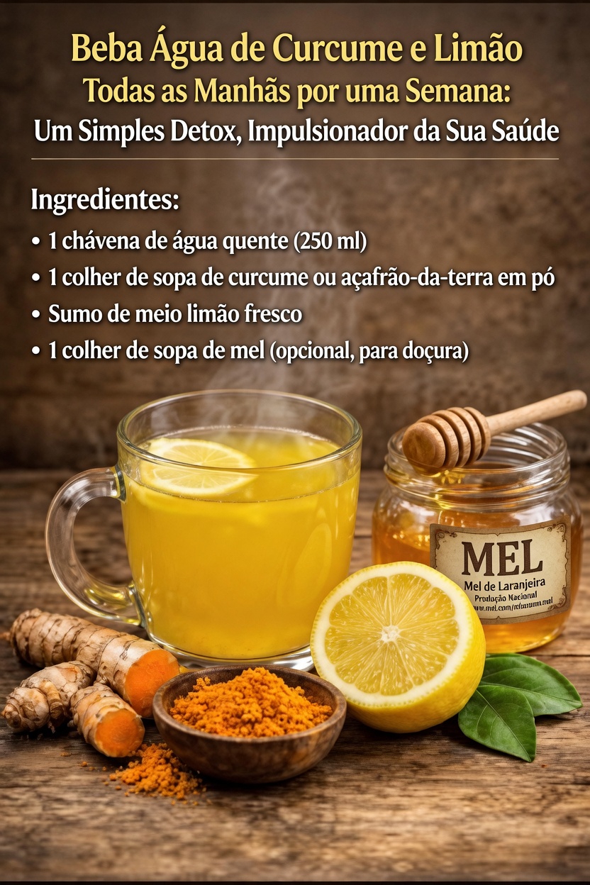 Bebida Matinal de Cúrcuma, Limão, Mel e Chia: Uma Maneira Simples de Começar o Seu Dia com Ingredientes Naturais