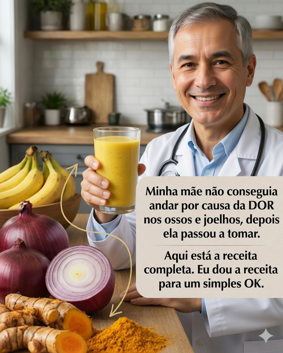 Remédio natural à base de banana, cebola e cúrcuma: uma receita caseira para apoiar a saúde das articulações e dos ossos 🌿🍌