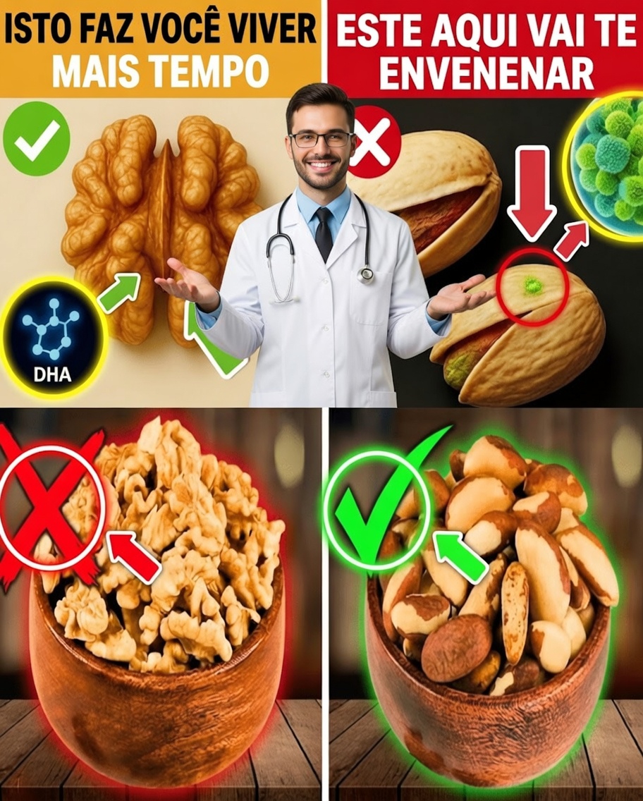 Após os 60 anos: As 4 piores nozes a evitar… e as 4 melhores para consumir todos os dias