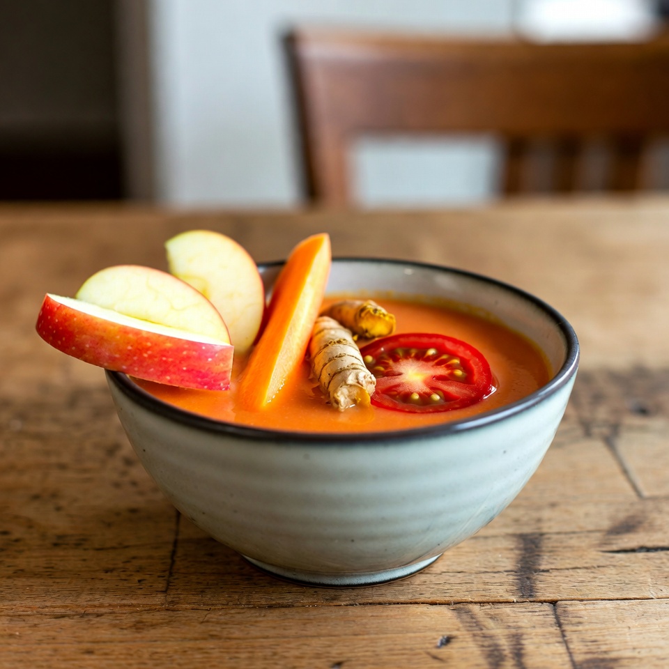 Descubra o Poder de um Simples Smoothie de Maçã, Cenoura, Tomate e Cúrcuma para Apoio à Saúde dos Olhos e do Cérebro