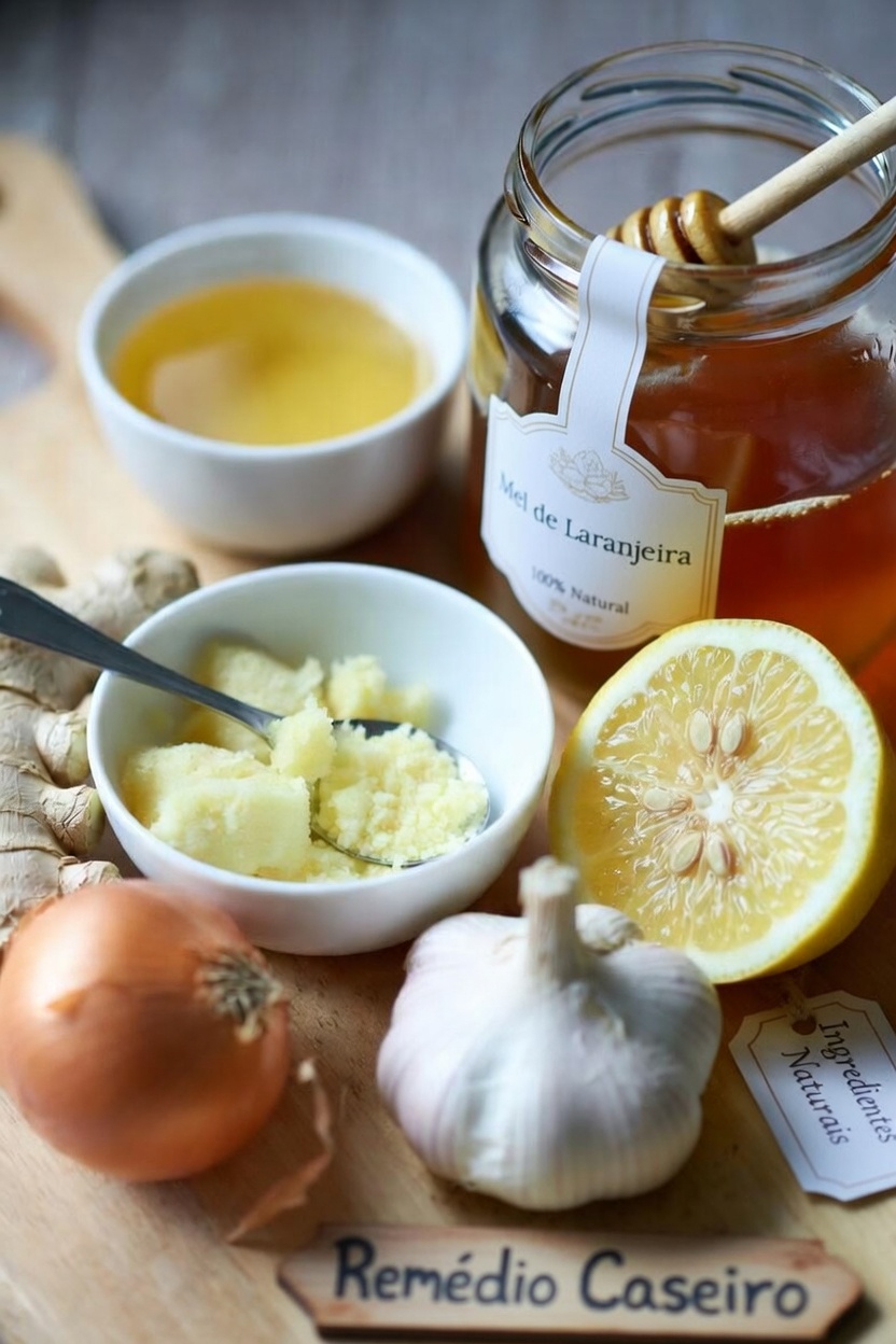Guia Simples para Preparar em Casa uma Mistura de Gengibre Ralado, Cebola, Alho, Suco de Limão e Mel