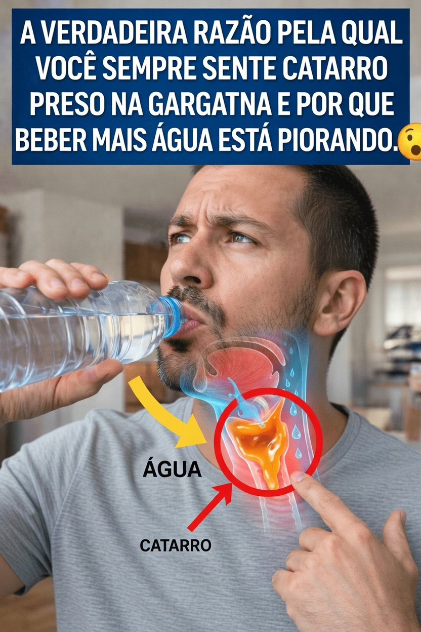Essa sensação constante de catarro preso na garganta talvez não melhore ao beber mais água — eis o que pode estar acontecendo