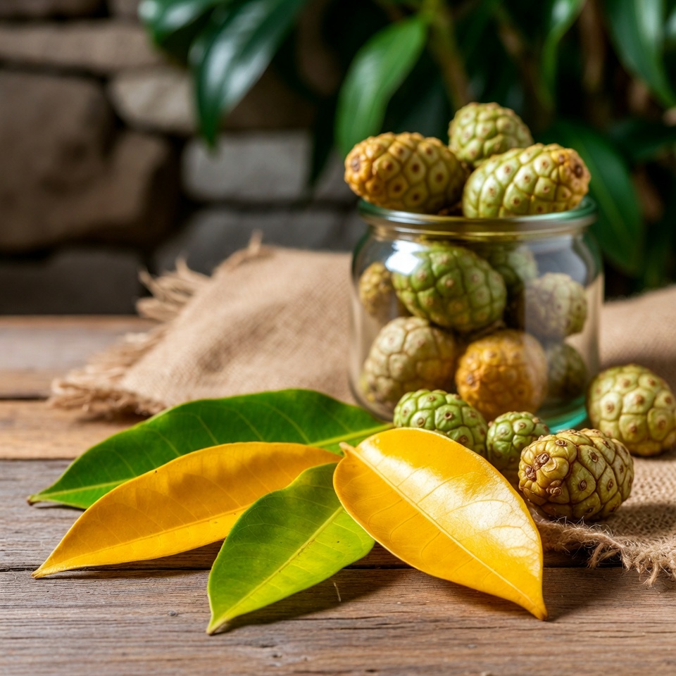 Descubra o poder curativo das folhas de cúrcuma e do fruto noni