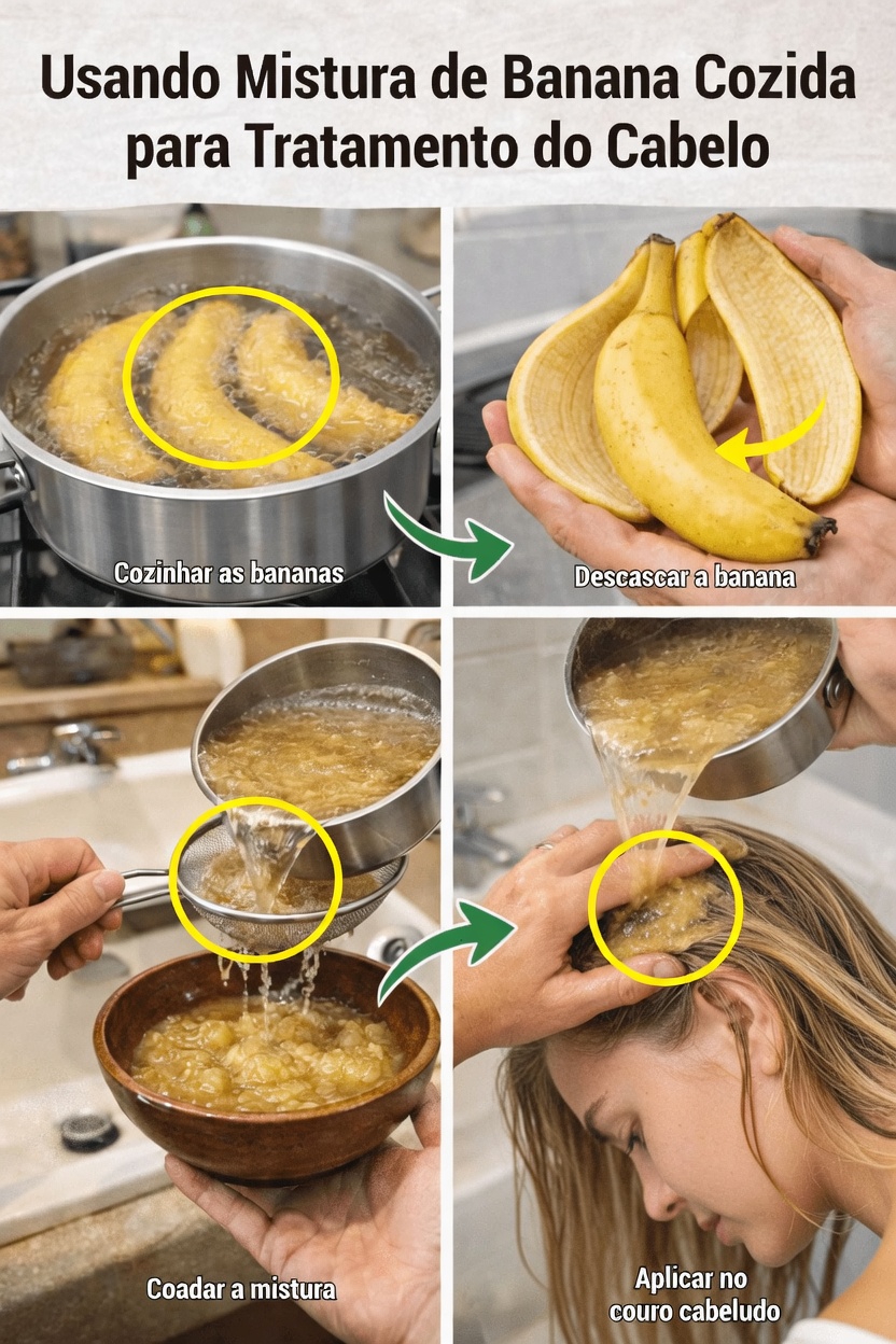 Descubra os benefícios surpreendentes de usar água de casca de banana fervida como enxágue natural para cabelos mais saudáveis