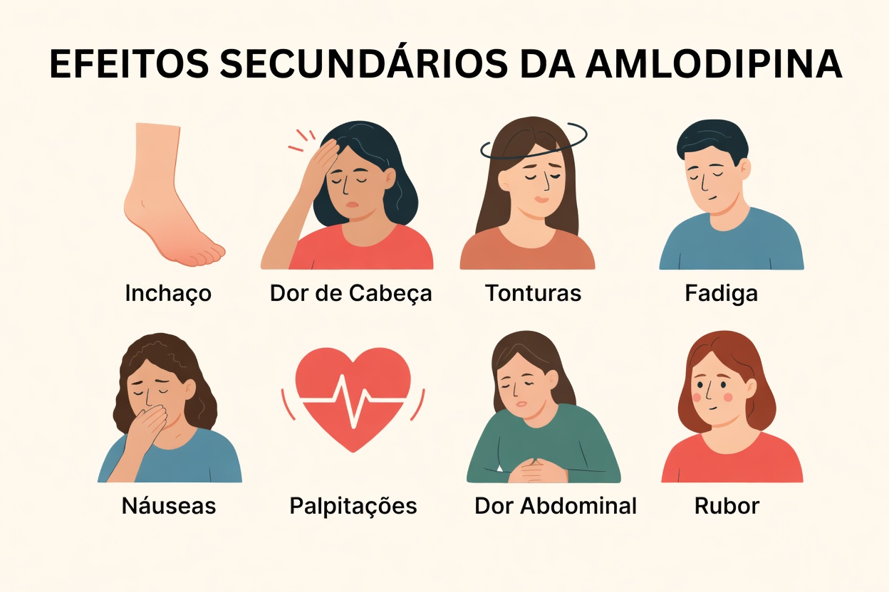 O que é a amlodipina e por que ela causa efeitos colaterais?