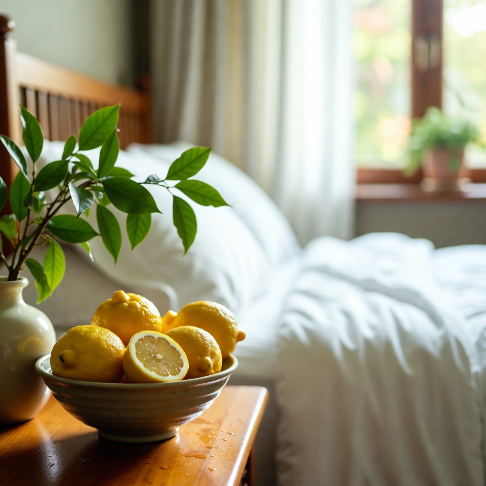 Aromatizador Natural de Limão para a Mesa de Cabeceira para Melhor Sono e Qualidade do Ar