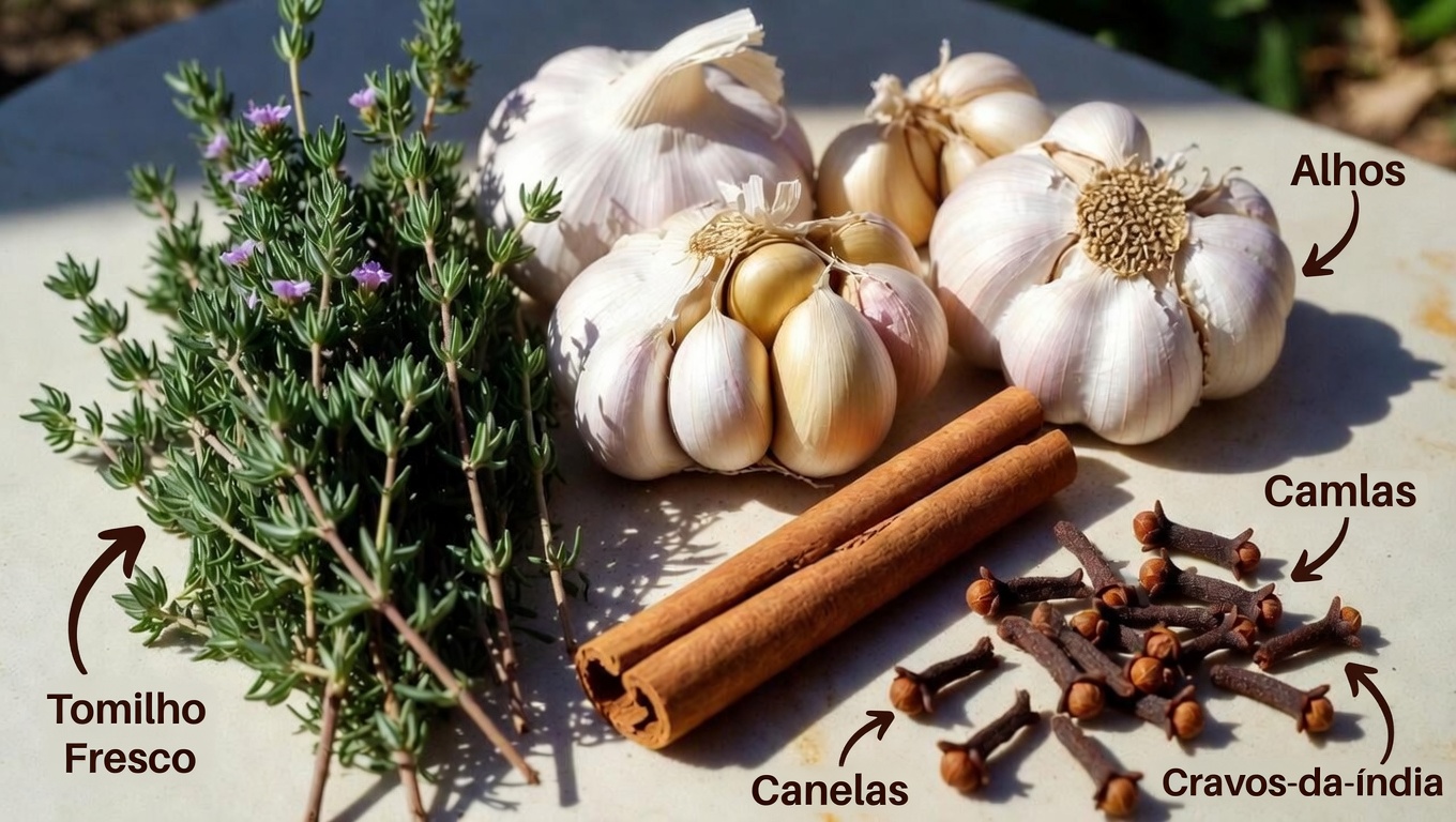 A Infusão Herbal de Quatro Poderes: Explorando Tomilho, Alho, Canela e Cravo em um Chá Diário Simples