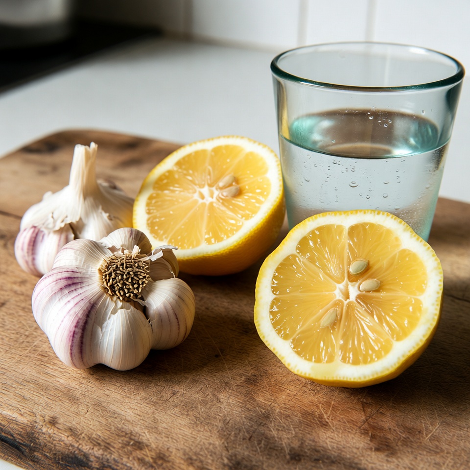 Receita simples com alho, limão e água