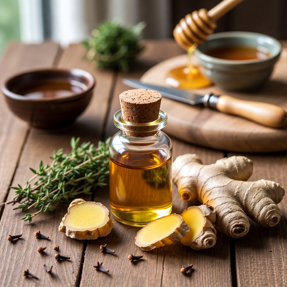 Poderoso xarope caseiro para tosse com gengibre e tomilho
