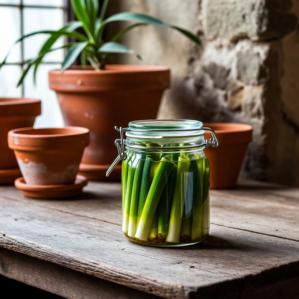 Conservando alhos-porós: um truque útil