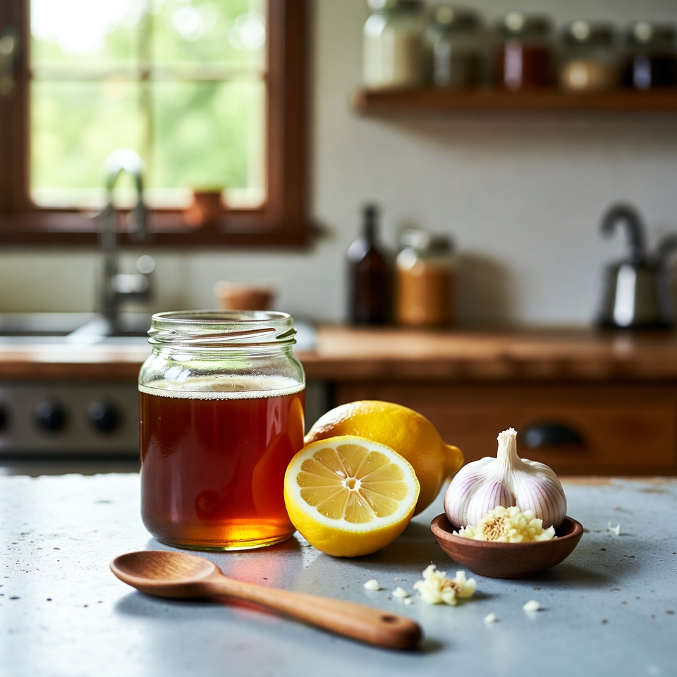 Elixir de vigor noturno e imunidade: cebola, mel, limão e alho