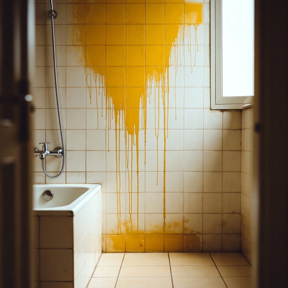 Substância amarela começando a escorrer pelas paredes do seu banheiro? Veja o que pode ser