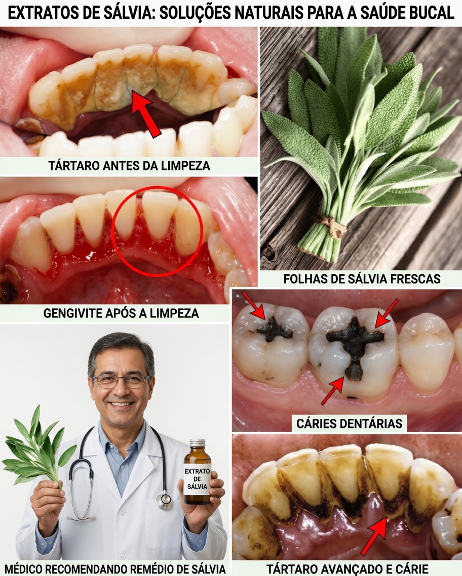 Remova o tártaro e clareie naturalmente os dentes com folhas de sálvia